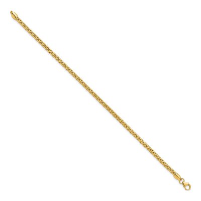 14K Yellow Gold 3mm Hollow Braided Link Chain Bracelet – view 3