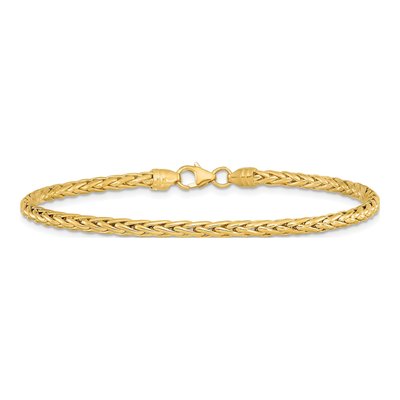 14K Yellow Gold 3mm Hollow Braided Link Chain Bracelet – view 4