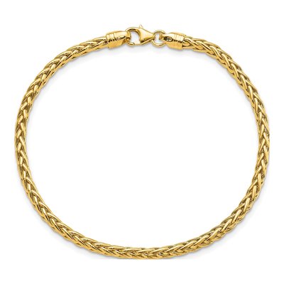14K Yellow Gold 3mm Hollow Braided Link Chain Bracelet – view 6