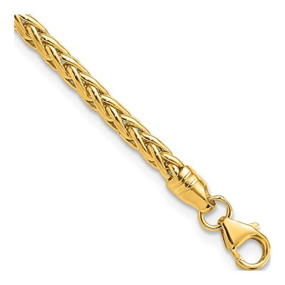 14K Yellow Gold 3mm Hollow Braided Link Chain Bracelet
