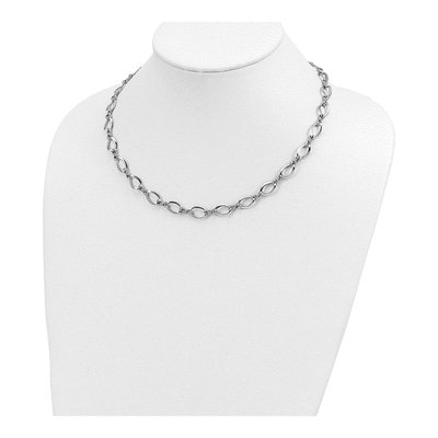 14K White Gold 8.3mm Fancy Open Link Chain – view 5