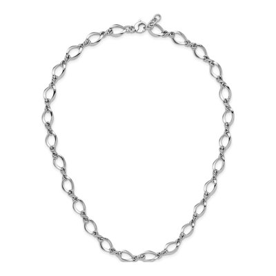 14K White Gold 8.3mm Fancy Open Link Chain – view 6