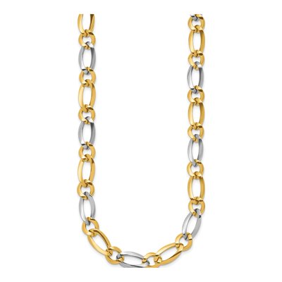 14K Two-Tone Gold 7.3mm Fancy 17.5-Inch Oval Round Open Link Chain – view 3