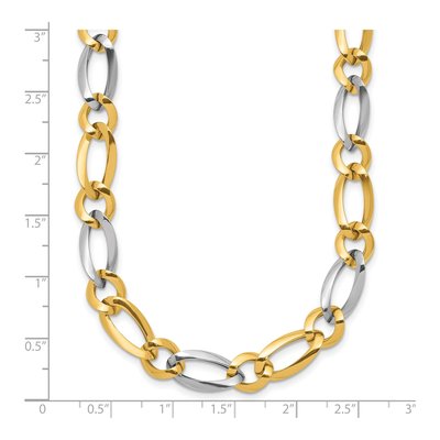 14K Two-Tone Gold 7.3mm Fancy 17.5-Inch Oval Round Open Link Chain – view 4