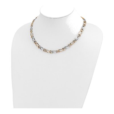 14K Two-Tone Gold 7.3mm Fancy 17.5-Inch Oval Round Open Link Chain – view 5