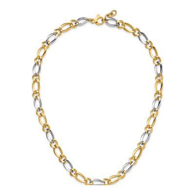 14K Two-Tone Gold 7.3mm Fancy 17.5-Inch Oval Round Open Link Chain – view 6
