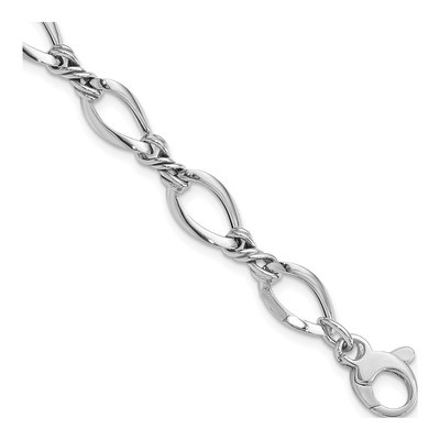 14K White Gold 8.8mm Twisted Link Chain Bracelet