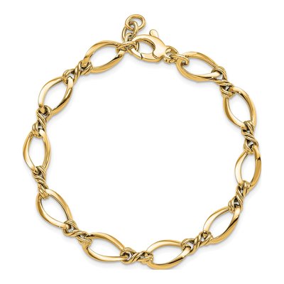 14K Yellow Gold Fancy Twisted Link Bracelet – view 4