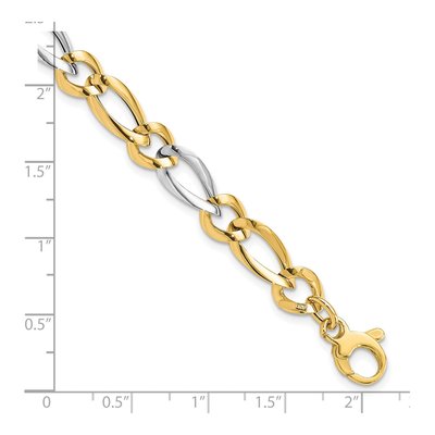14K Two-Tone Gold 7.5mm Fancy Oval Round Link Chain Bracelet – view 4