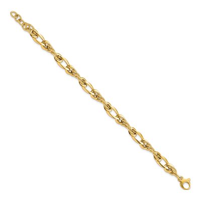 14K Yellow Gold 6.4mm Twisted Link Chain Bracelet – view 3