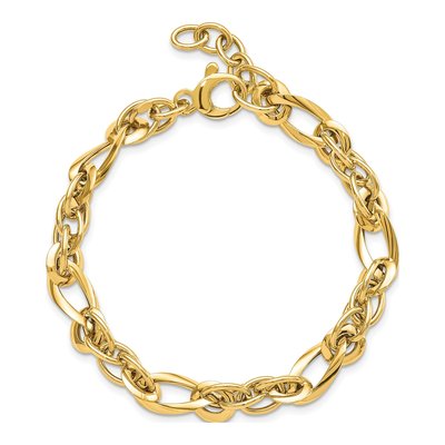14K Yellow Gold 6.4mm Twisted Link Chain Bracelet – view 5