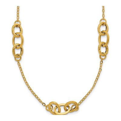 14K Yellow Gold Fancy Oval Link Necklace