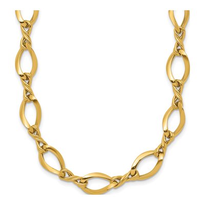 14K Yellow Gold 13.5mm Twisted Fancy Oval Open Link Chain