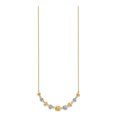14K Two-Tone Gold Graduated Barrel Necklace – view 3