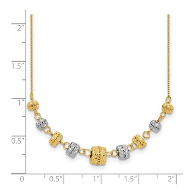 14K Two-Tone Gold Graduated Barrel Necklace – view 4