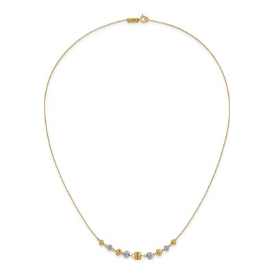 14K Two-Tone Gold Graduated Barrel Necklace – view 6