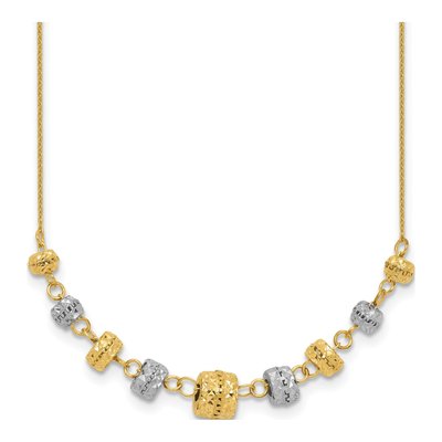 14K Two-Tone Gold Graduated Barrel Necklace