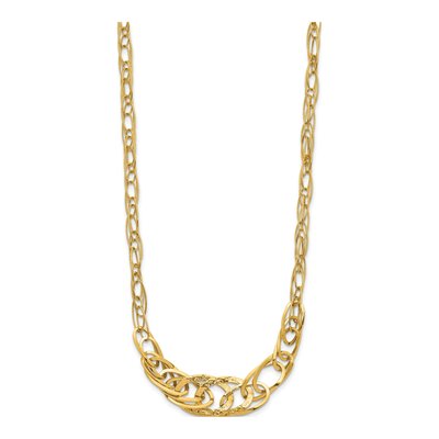 14K Yellow Gold Textured Fancy Link Necklace – view 3