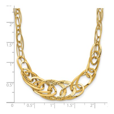 14K Yellow Gold Textured Fancy Link Necklace – view 7