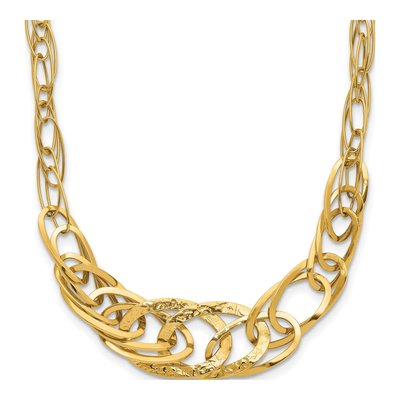14K Yellow Gold Textured Fancy Link Necklace