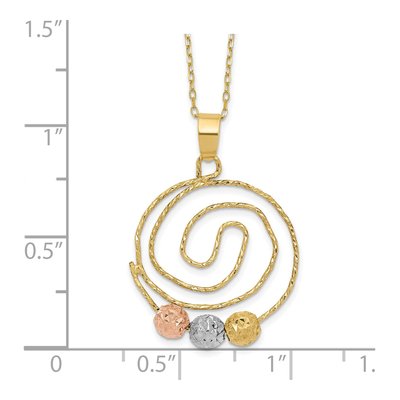 14K Tri-Color Gold Diamond-Cut Spiral Pendant Necklace – view 4