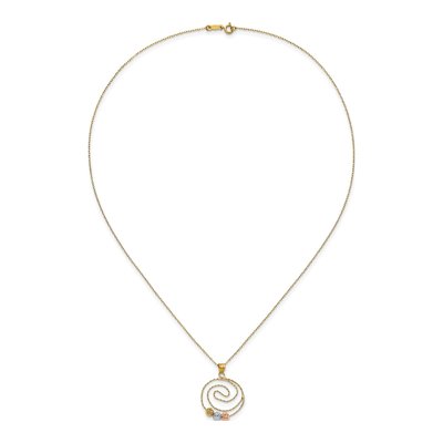 14K Tri-Color Gold Diamond-Cut Spiral Pendant Necklace – view 6