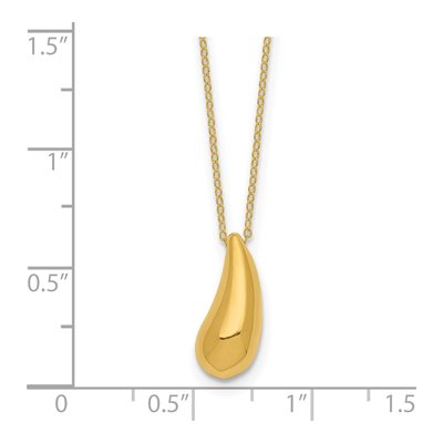 14K Yellow Gold Puffed Teardrop Pendant Necklace – view 4