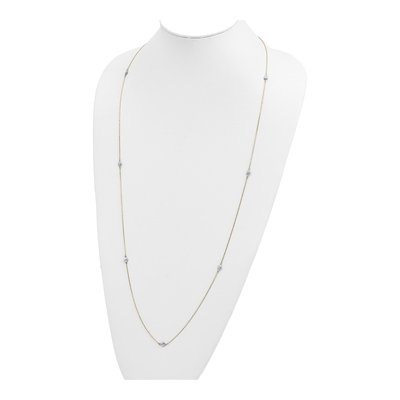 14K Two-Tone Gold Textured Circles Necklace – view 5