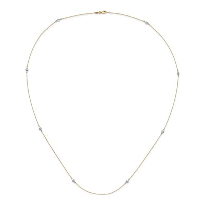 14K Two-Tone Gold Textured Circles Necklace – view 6