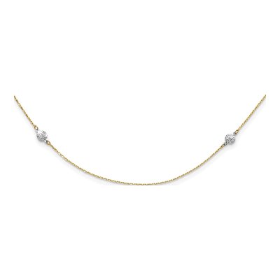 14K Two-Tone Gold Textured Circles Necklace