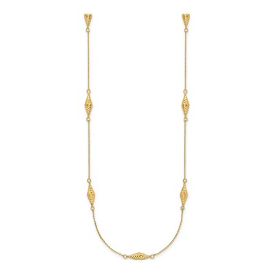 14K Yellow Gold Diamond-Cut Beaded Necklace – view 3