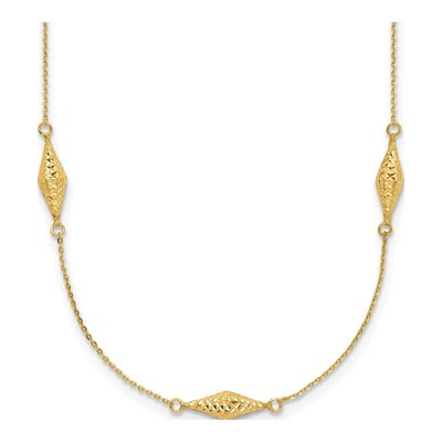 14K Yellow Gold Diamond-Cut Beaded Necklace