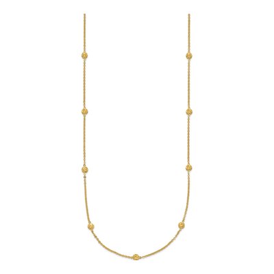14K Yellow Gold Diamond-Cut Puffed Circles Necklace – view 3