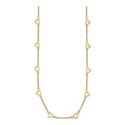 14K Yellow Gold Open Hearts Station Necklace – view 3