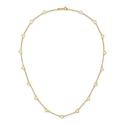 14K Yellow Gold Open Hearts Station Necklace – view 4
