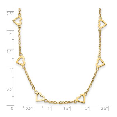 14K Yellow Gold Open Hearts Station Necklace – view 5