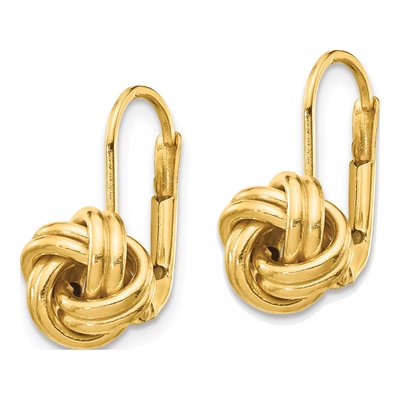 14K Yellow Gold Love Knot Leverback Earrings – view 2