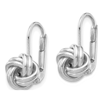 14K White Gold Love Knot Leverback Earrings – view 3