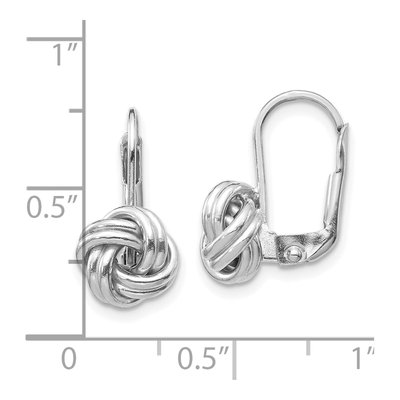 14K White Gold Love Knot Leverback Earrings – view 5