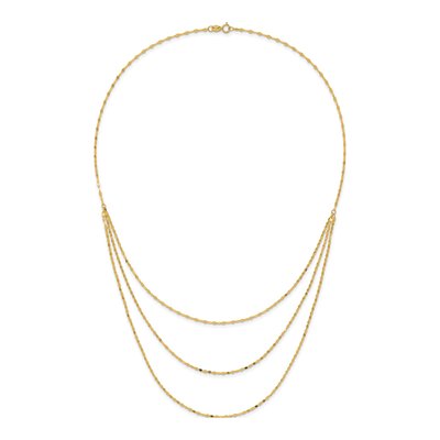 14K Yellow Gold Triple Strand Bib Necklace – view 6