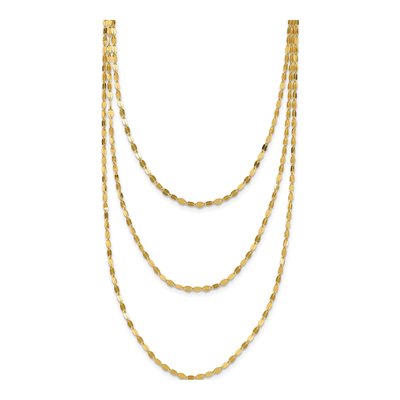 14K Yellow Gold Triple Strand Bib Necklace