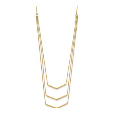 14K Yellow Gold Chevron Bar 3-Strand Necklace – view 3