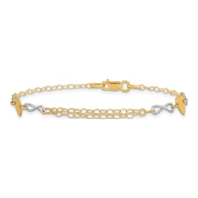 14K Two-Tone Gold Infinity Heart Bracelet – view 4