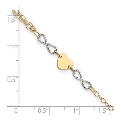 14K Two-Tone Gold Infinity Heart Bracelet – view 5