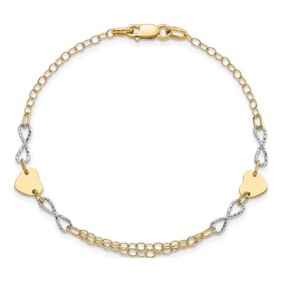 14K Two-Tone Gold Infinity Heart Bracelet – view 6
