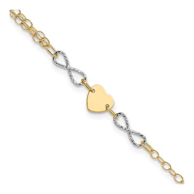 14K Two-Tone Gold Infinity Heart Bracelet