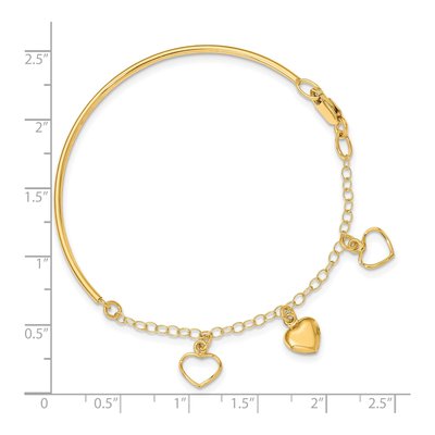14K Yellow Gold Heart Half Bangle Bracelet – view 3