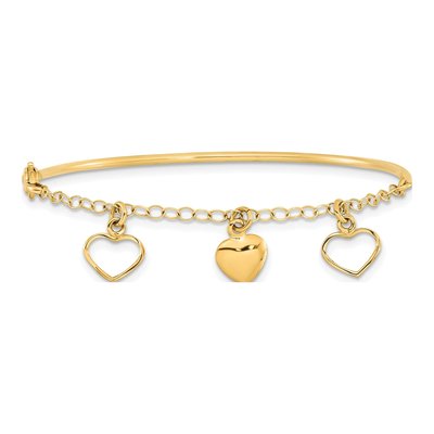 14K Yellow Gold Heart Half Bangle Bracelet – view 4