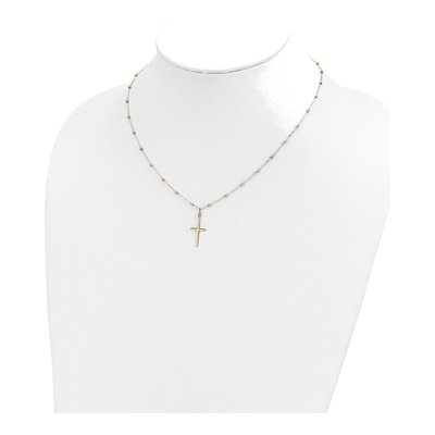 14K Tri-Color Gold Beaded Cross Necklace – view 5