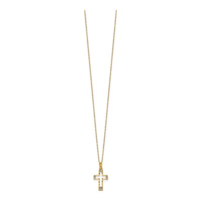14K Yellow Gold CZ Cross Necklace – view 3